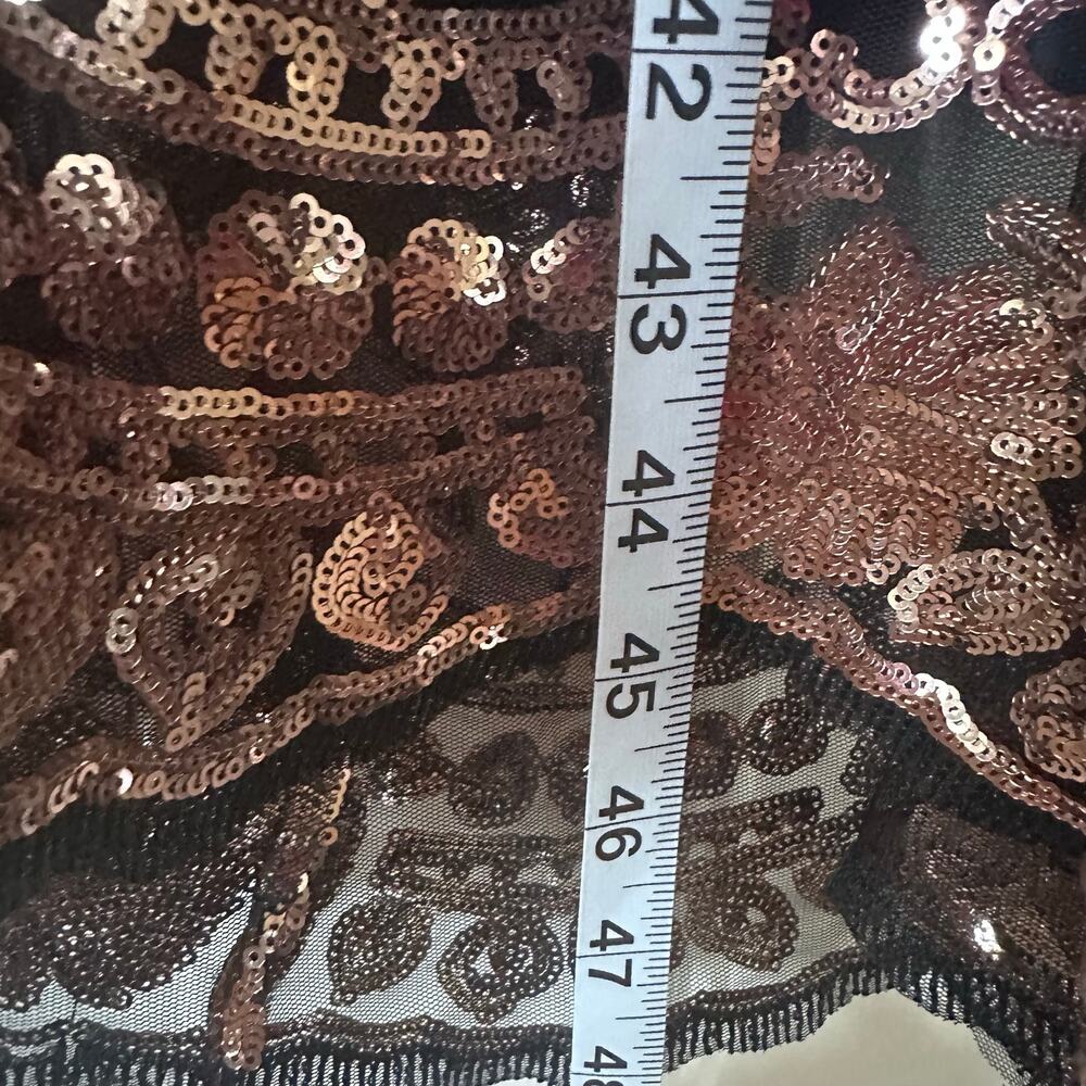 She + Sky Large NWT Black Rose Gold Sequin Maxi Dress Spaghetti Straps Elegant - Picture 13 of 15